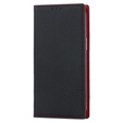 Cu clapetă pentru iPhone 14 Pro Max, Litchi Skin Grain, negru