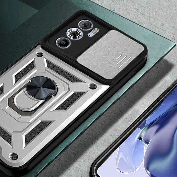 Husă blindată pentru Motorola Edge 30 Pro, CamShield Slide, de argint