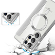 Cu clapetă pentru Samsung Galaxy S25 Ultra, RFID Wallet MagSafe CamShield, de argint