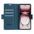 Husă pentru Oppo Reno 12, ERBORD Glossy Litchi, portofel cu clapetă, albastru