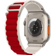 Pasek nylonowy do Apple Watch 1/2/3/4/5/6/7/8/SE/ULTRA 42/44/45/49 MM, Beżowy / Czerwony