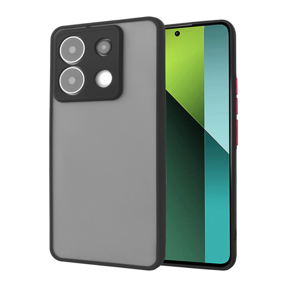 Carcasă din silicon pentru Xiaomi Redmi Note 13 Pro 5G, cu protecție pentru camera foto, transparent / negru + sticlă călită 9H