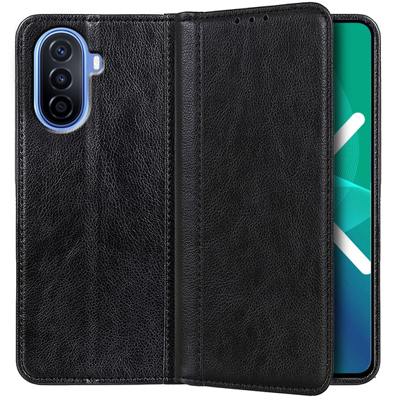 Husa cu clapetă pentru Huawei Nova Y70 4G, Split Leather, negru
