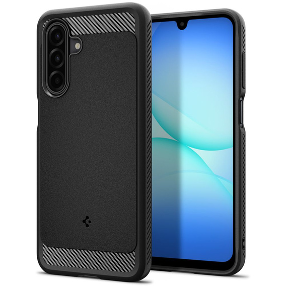 Carcasa Spigen pentru Samsung Galaxy A16 4G/ 5G, Rugged Armor MagSafe, negru + Tempered Glass 9H