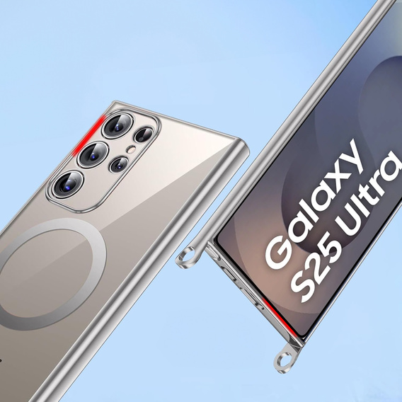 Husă pentru Samsung Galaxy S25 Ultra, Electro MagSafe, de argint + Lanyard