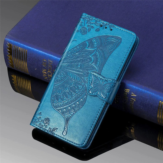 Cu clapetă pentru Xiaomi Poco F6, Butterfly, albastru