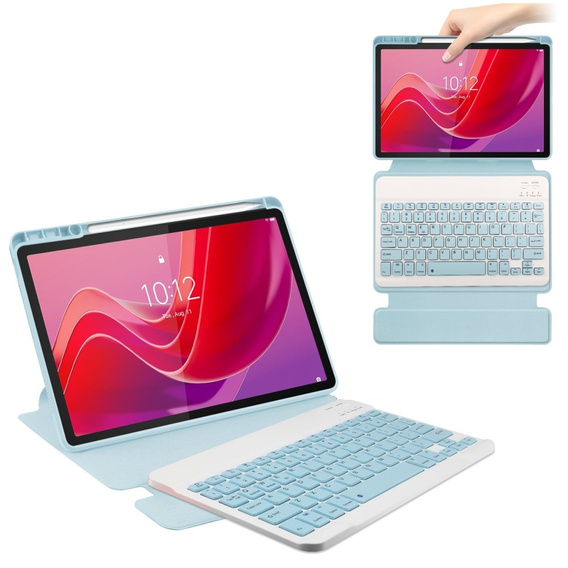 Husă pentru tastatură pentru Lenovo Tab M11, Rotary 360° Leather, caz albastru