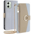Carcasă flip pentru Motorola Moto G54 5G, Wallet Zipper Pocket, cu oglindă, albastru