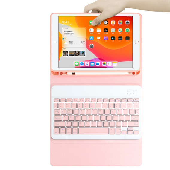 Carcasă + tastatură iPad 10.2 7/8/9 gen 2019/2020/2021, Keyboard Cover Pen Slot, roz rose gold