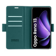 Husă pentru Oppo Reno 13, ERBORD Glossy Litchi, portofel cu clapetă, verde