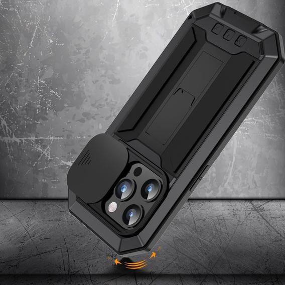 Husă pentru iPhone 15 Pro, R-JUST CamShield Slide, armată, negru