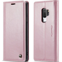 Carcasă flip CASEME pentru Samsung Galaxy S9+ Plus, Waxy Textured, roz