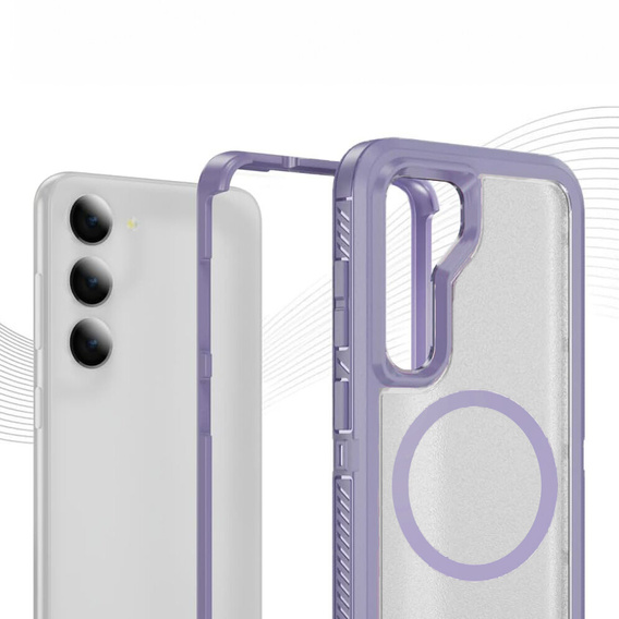 Carcasă cu ramă pentru Samsung Galaxy S23 FE, pentru MagSafe, transparent / violet