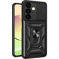 Carcasă blindată pentru Iphone 15 Pro Max, armată Slide Ring, negru + sticlă 9H