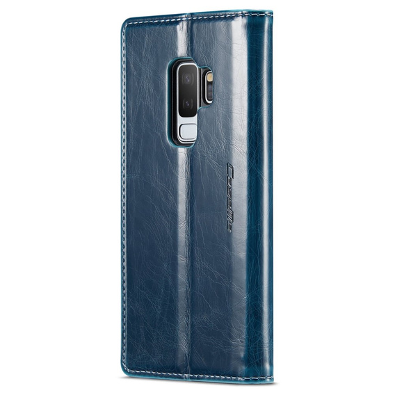Carcasă flip CASEME pentru Samsung Galaxy S9+ Plus, Waxy Textured, albastru