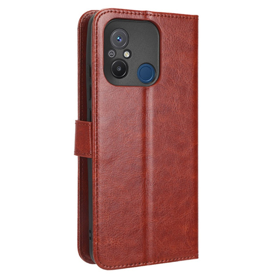 Cu clapetă pentru Xiaomi Redmi 12C, Crazy Horse Wallet, maro
