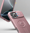 Husă blindată pentru iPhone 16 Pro Max, Dexnor CamProtect MagSafe, roz (Două rame)
