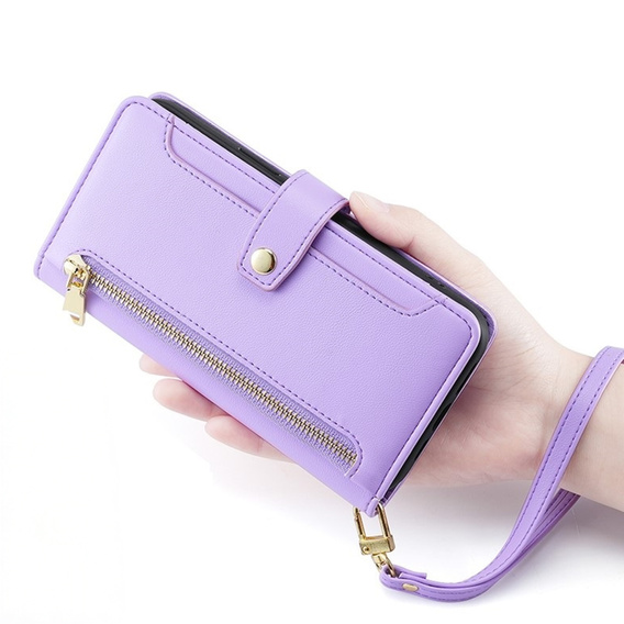 Cu clapetă pentru Oppo Reno 13 Pro, Wallet Zipper Pocket, violet
