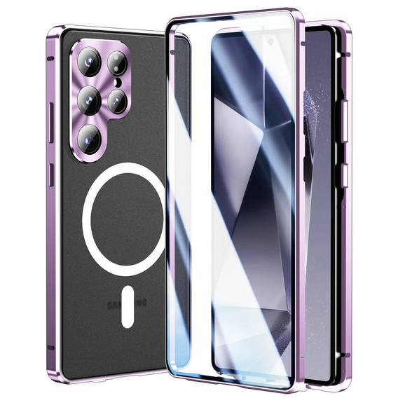 Carcasa Magnetic Dual Glass MagSafe pentru Samsung Galaxy S25 Ultra, violet