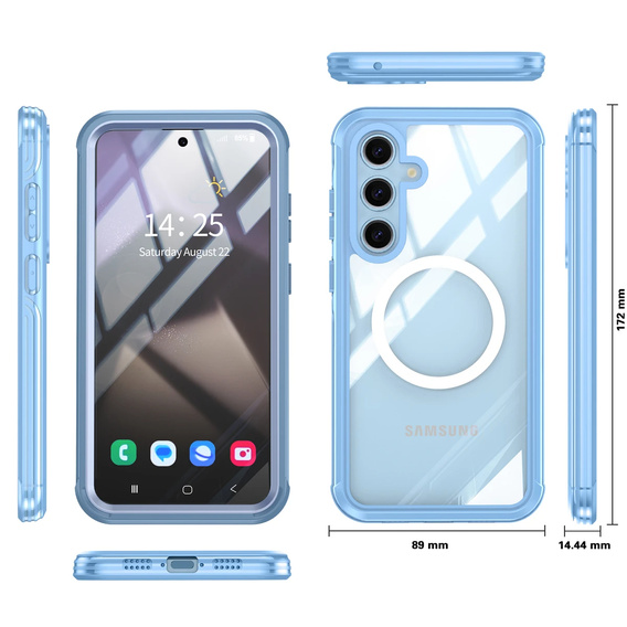 Husă pentru Samsung Galaxy S25+ Plus, Shockproof, cu sticlă, pentru MagSafe, albastru