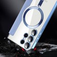 Cu clapetă pentru Samsung Galaxy S24 Ultra, RFID Wallet MagSafe CamShield, albastru
