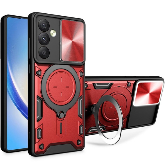 Husă blindată pentru Samsung Galaxy A54 5G, CamShield Slide, roșu