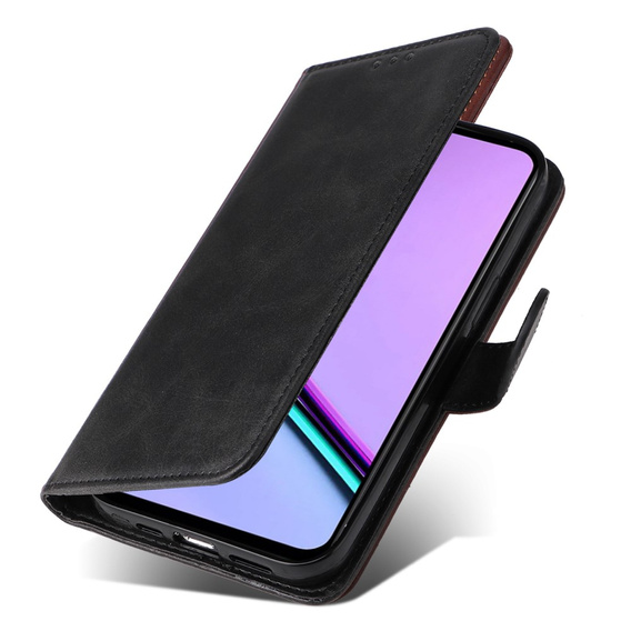 Cu clapetă pentru Realme C67, Leather Wallet, negru