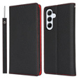 Cu clapetă pentru Samsung Galaxy S24 FE, Litchi Skin Grain, negru
