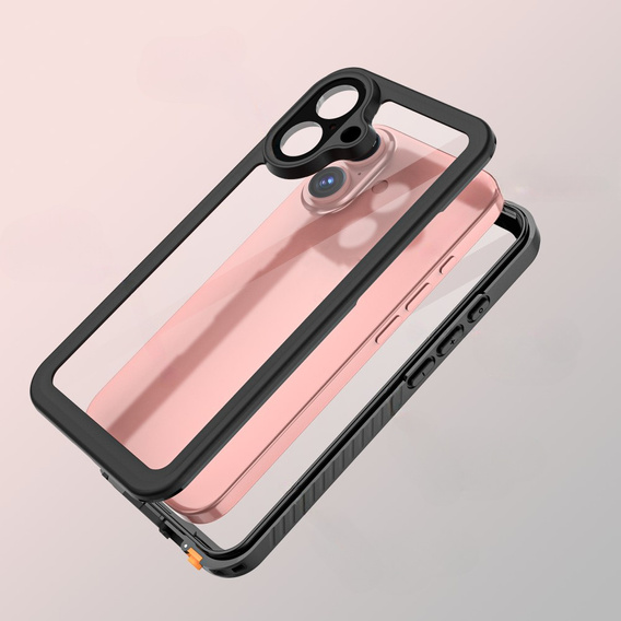 Husă impermeabilă IP68 pentru iPhone 16, negru