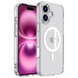 Carcasă ERBORD MagSafe pentru iPhone 16, buton activ, transparentă + Sticlă pentru ecran