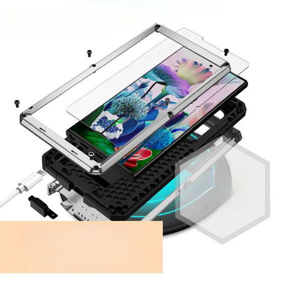 Husă blindată pentru Samsung Galaxy S23 Ultra, R-JUST CamShield Slide, de argint