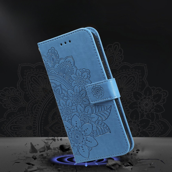 Cu clapetă pentru Samsung Galaxy A54 5G, Mandala Flower, albastru