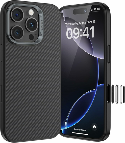 BENKS Kevlar Armor PRO Carbon Fiber 600D D065 caz pentru MagSafe pentru iPhone 16 Pro