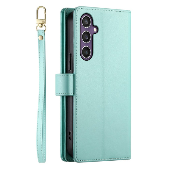 Cu clapetă pentru Samsung Galaxy S25+ Plus, Wallet Zipper Pocket, verde