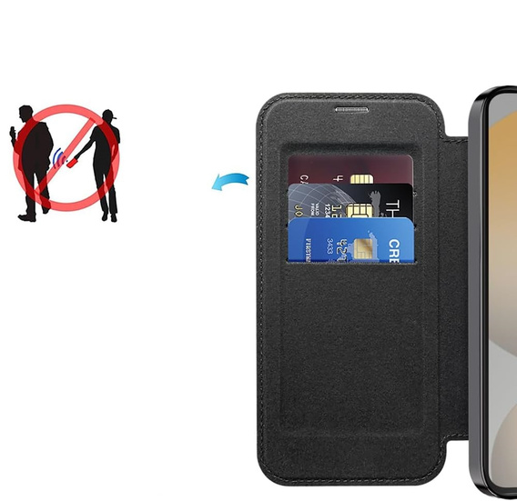 Cu clapetă pentru Samsung Galaxy S25 FE, RFID Wallet MagSafe CamShield, negru