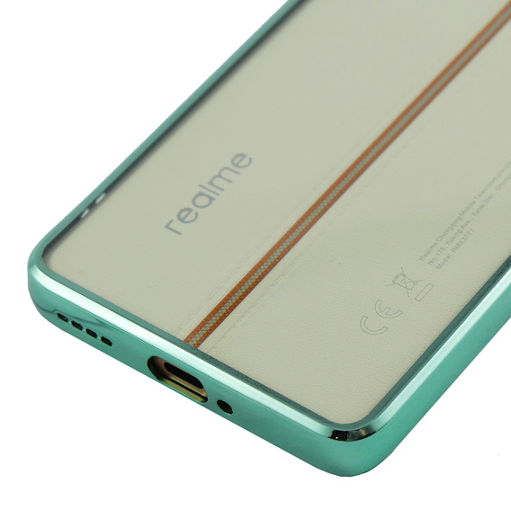Carcasa pentru Realme 11 Pro 5G / Pro+ 5G, Electroplating Frame, transparent / verde