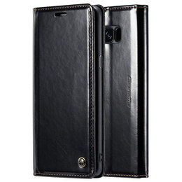 Carcasă flip CASEME pentru Samsung Galaxy S8+ Plus, Waxy Textured, negru