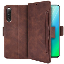 Cu clapetă pentru Sony Xperia 10 V, Card Slot, maro