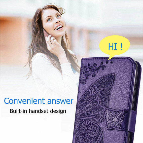 Cu clapetă pentru Motorola Moto G32, Butterfly, violet