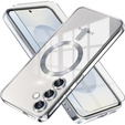 Husă pentru Samsung Galaxy S25, Electro MagSafe, de argint + Sticlă pentru ecran