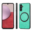 Huse pentru Samsung Galaxy A14 5G, Leather Hybrid MagSafe, verde