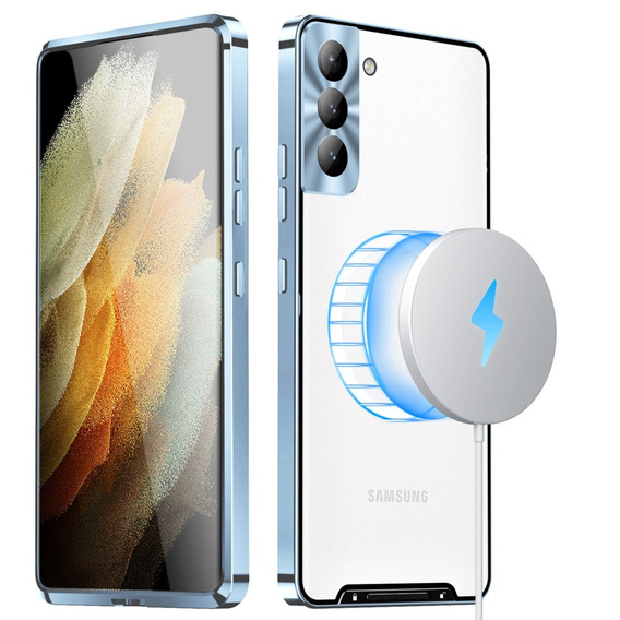Carcasă de protecție pentru camera foto pentru Samsung Galaxy S21 FE 5G, CamShield MagSafe, transparent / albastru