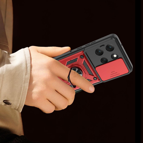 Husă blindată pentru Motorola Moto G86 5G, CamShield Slide, roșu