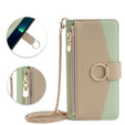 Carcasă flip pentru Motorola Edge 40 Neo 5G, Wallet Zipper Pocket, cu oglindă, verde