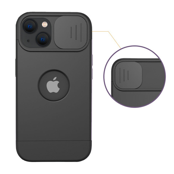 Husă ERBORD MagSafe Cam Slider, negru + sticlă pentru ecran pentru iPhone 13 / iPhone 14