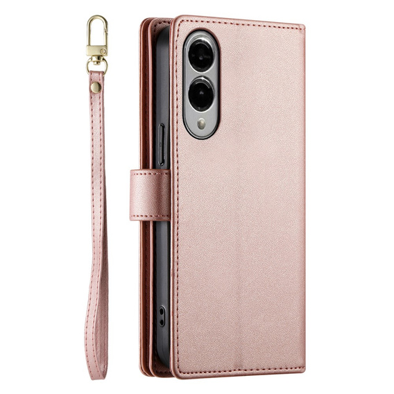 Cu clapetă pentru Samsung Galaxy S25 Edge, Wallet Zipper Pocket, roz