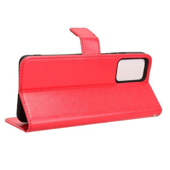 Cu clapetă pentru Motorola Moto E14, Crazy Horse Wallet, roșu