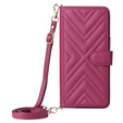 Carcasă cu clapetă pentru Realme 14 Pro+ 5G, Crossbody Leather Wallet, roz închis
