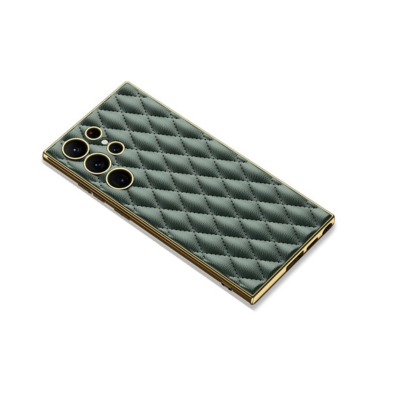 Husă pentru Samsung Galaxy S24 Ultra, Leather Rhombus, verde