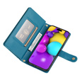 Cu clapetă pentru iPhone 16, Wallet Zipper Pocket, albastru